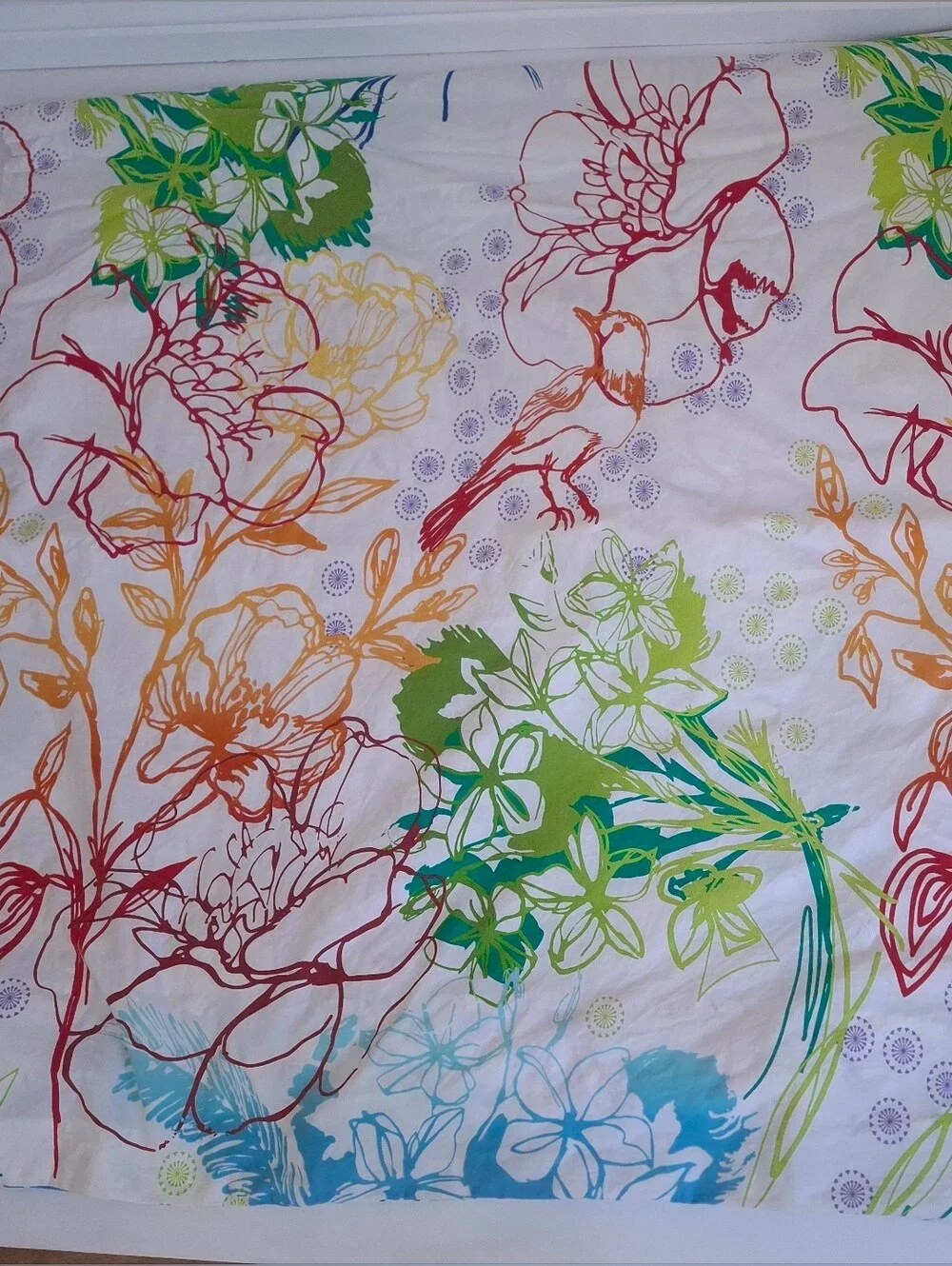 Pottery Barn Bold Multi-color Watercolor Floral & Bird Print Duvet Cover --King